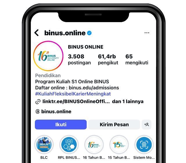 Follow BINUS Online Computer Science on Instagram for further inquiries and the latest updates, and reach out to us by